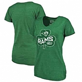 Women's Los Angeles Rams Pro Line by Fanatics Branded St. Patrick's Day Paddy's Pride Tri Blend T-Shirt Green,baseball caps,new era cap wholesale,wholesale hats